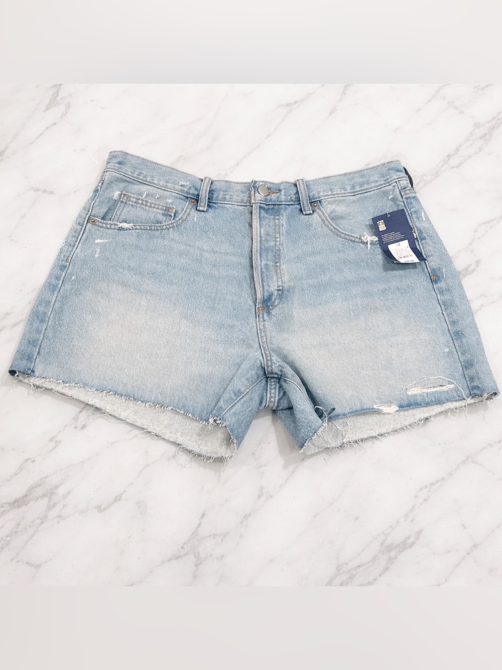 Universal Thread Distressed Denim Shorts Size 12 Light Wash Raw Hem NWT
